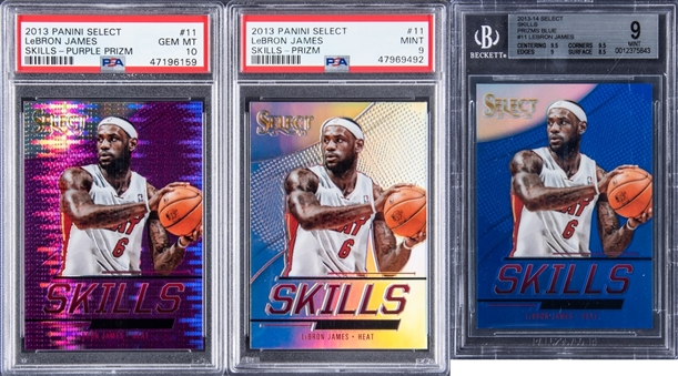 2013-14 Panini Select Skills #11 LeBron James - Graded Prizm Collection (3 Different Cards) 